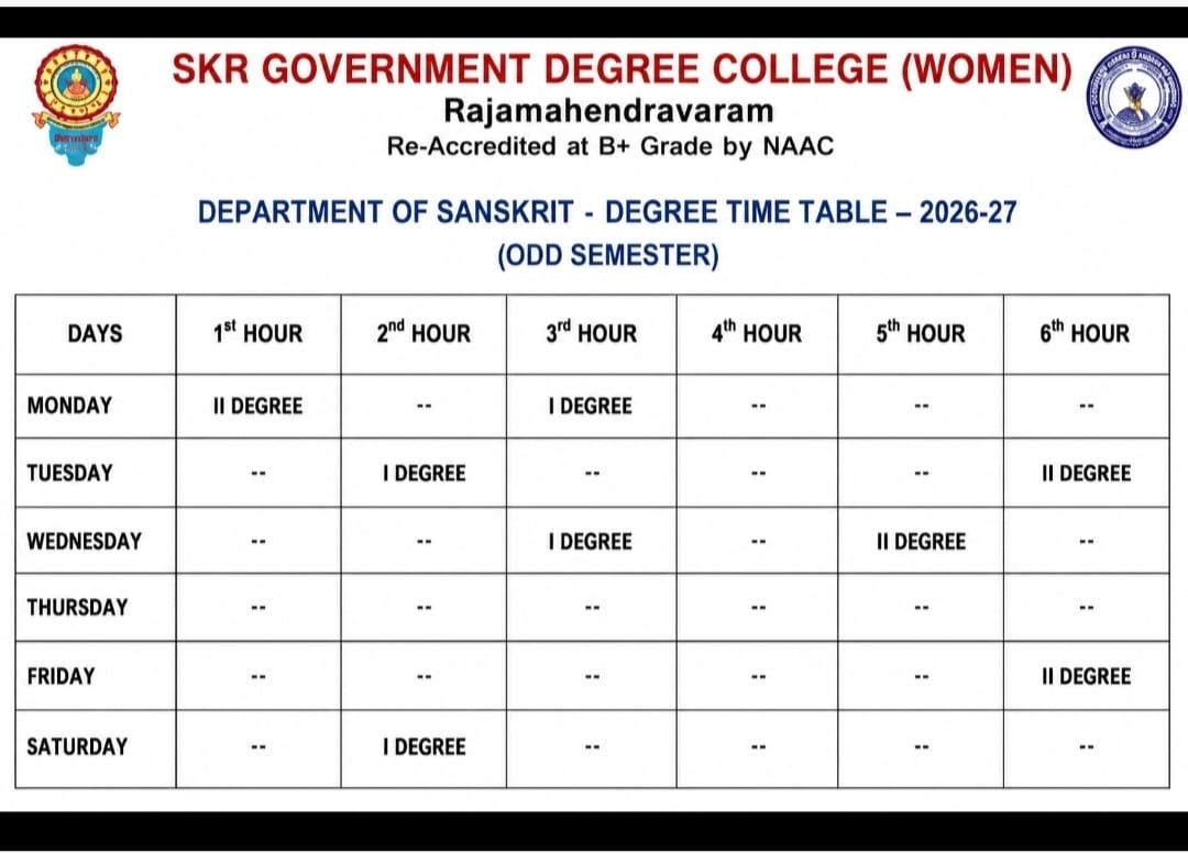 ODD Semester Time Table 26-27